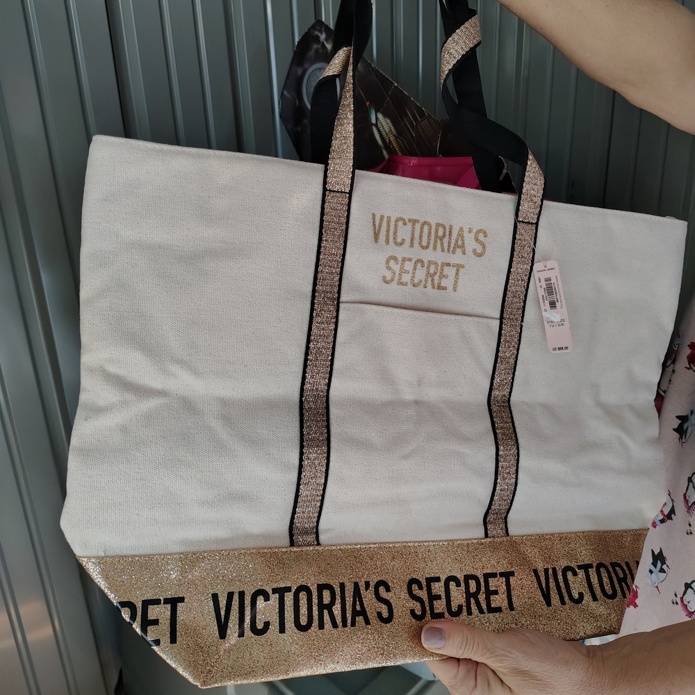 Victoria's Secret Cream and Gold Tote